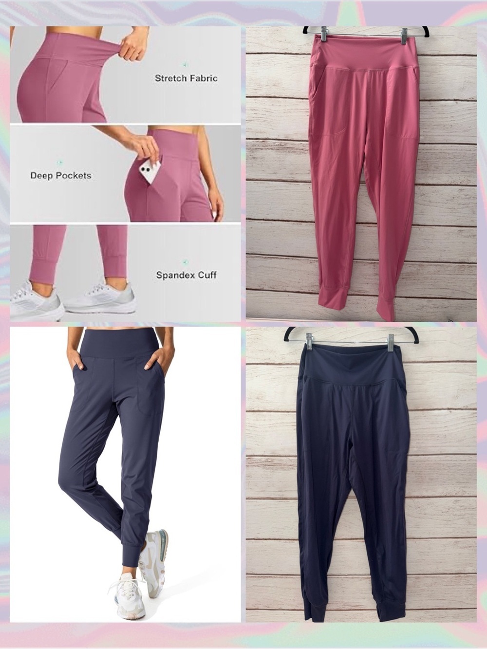 GRADUAL Women’s Jogger Pants Bundle Size M Pink Navy Athletic Stretch